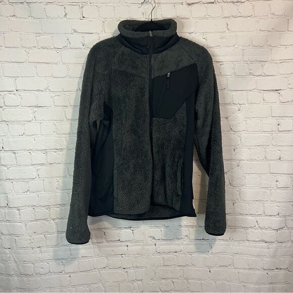 Columbia Women's Black Zip Up Fur Fuzzy  Sherpa Jacket Size XL High Collar - Picture 1 of 6